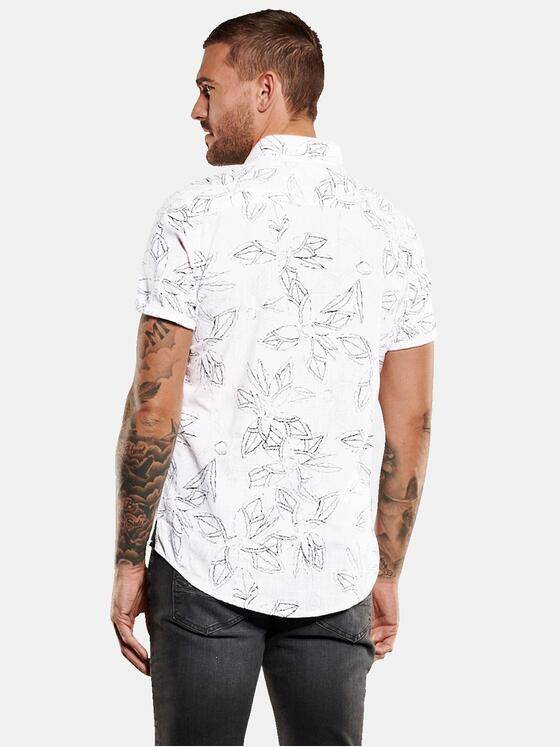 emilio adani Herren Kurzarm-Hemd gemustert Beige 34954