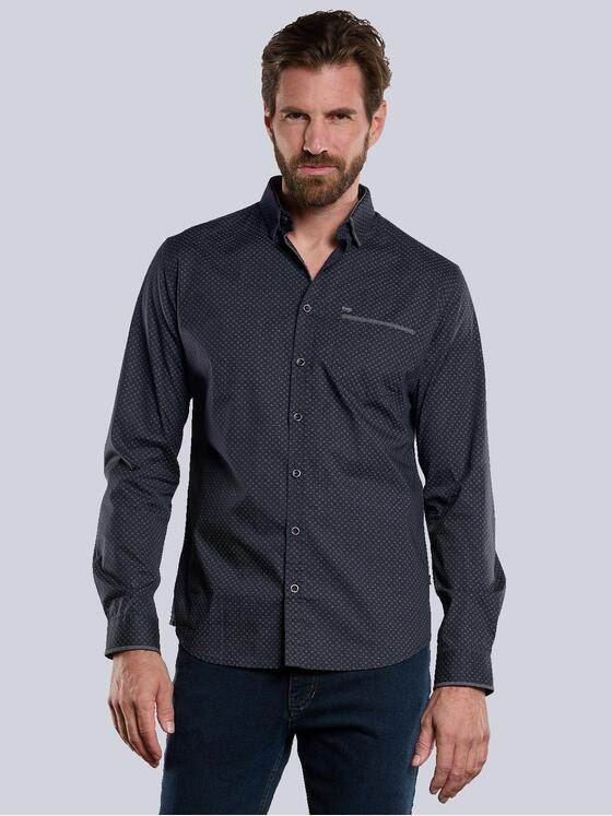 engbers Herren Langarm-Hemd gemustert Schwarz 33799