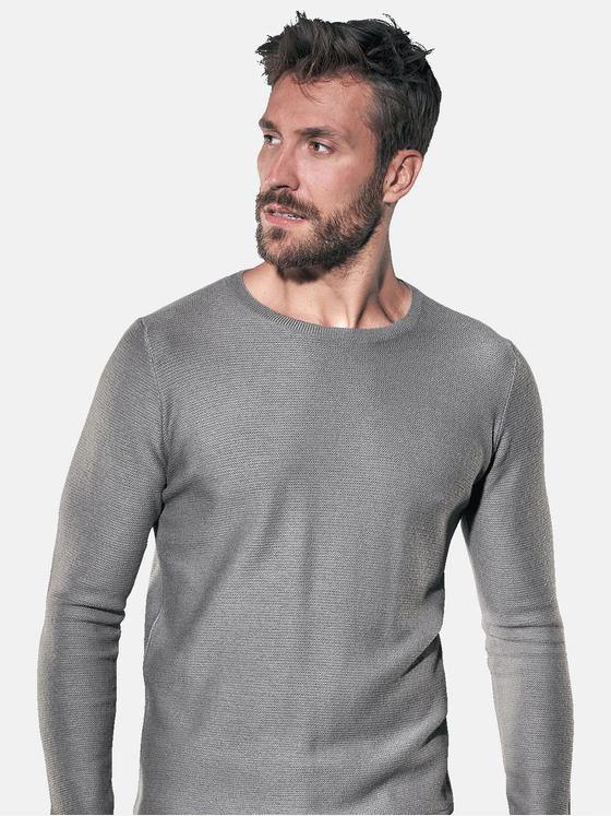 emilio adani Herren Rundhalspullover aus weicher Wolle Grau 30424