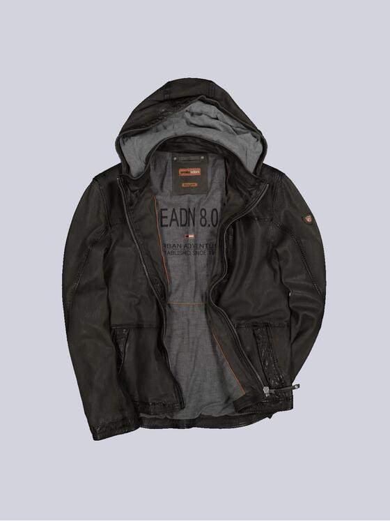 emilio adani Herren Lederjacke mit abnehmbarer Kapuze Braun 35202