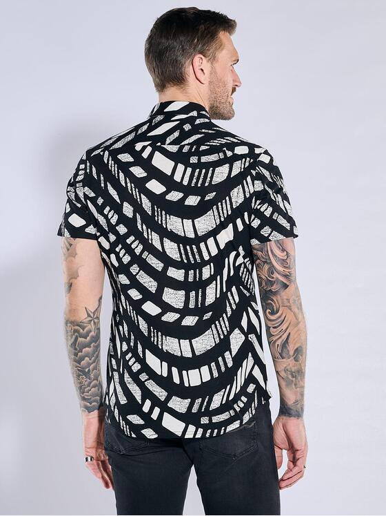 emilio adani Herren Kurzarm-Hemd aus Jersey Schwarz 38556