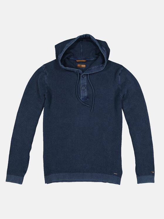 emilio adani Herren Strickpullover mit Kapuze Blau 33385