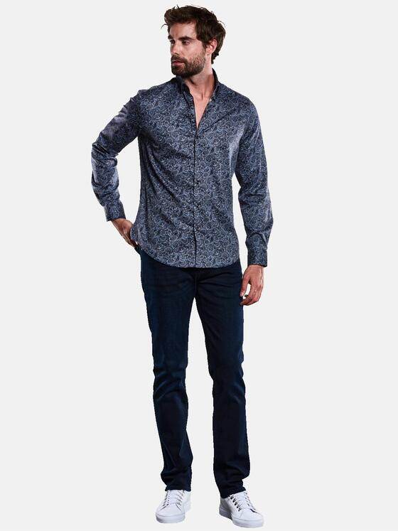 engbers Herren Langarm-Hemd mit Paisley-Print Saphirblau 33363