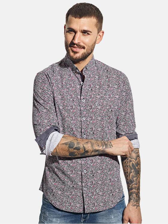 emilio adani Herren Langarm-Print Hemd Rot 30330