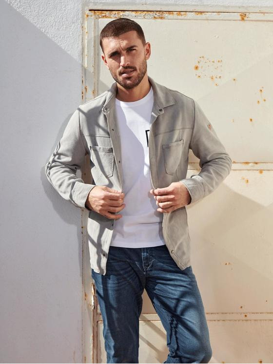 emilio adani Herren Lederhemd Weiß 32572