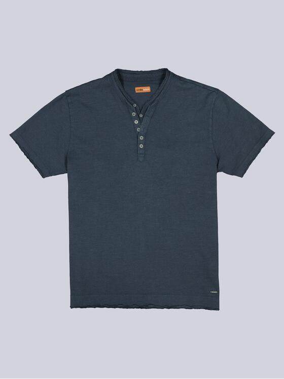 emilio adani Herren Henley T-Shirt Saphirblau 40764