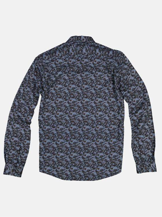 emilio adani Herren Langarm-Hemd mit floralem Print Grau 32056