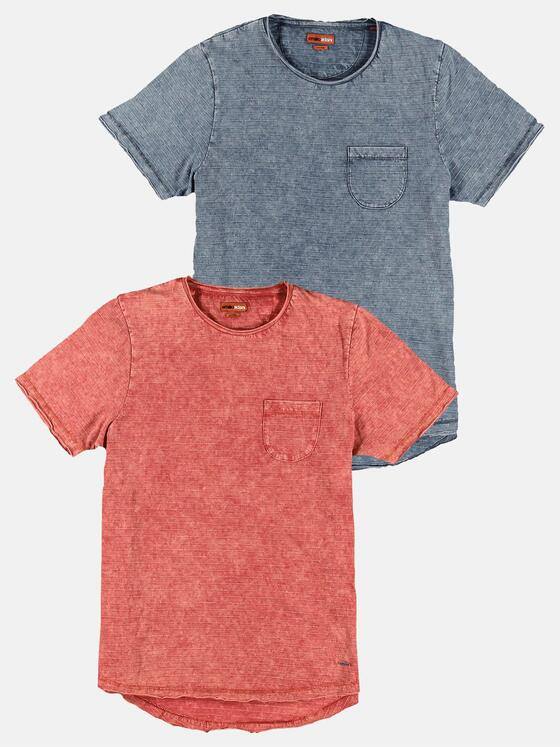 emilio adani Herren Rundhals T-Shirt mit dezentem Streifenmuster Rot 29680