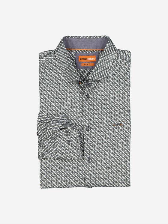 emilio adani Herren Langarm-Hemd slim fit Grau 37674