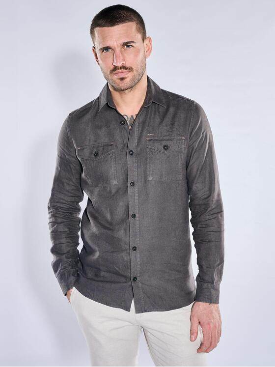 emilio adani Herren Overshirt aus Leinen Anthrazit 40678