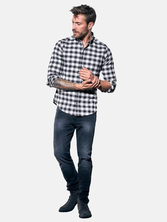 emilio adani Herren Karohemd mit Kontrastdetails Grau 30845