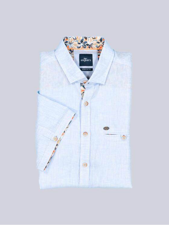 engbers Herren Kurzarm-Hemd aus Leinen Hellblau 38361