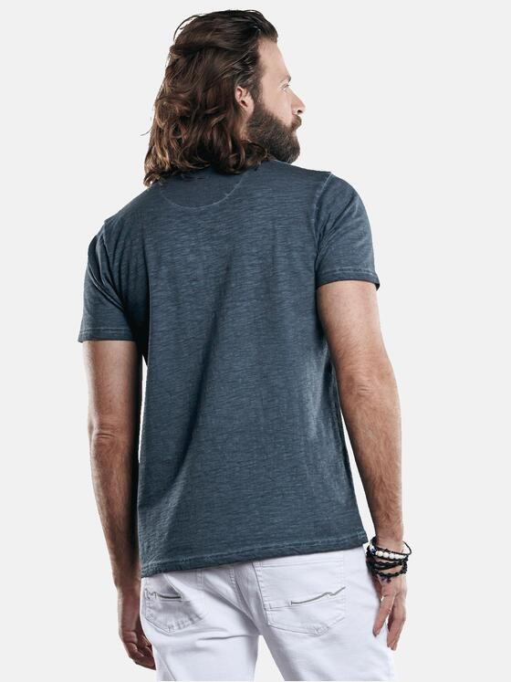 emilio adani Herren Henley T-Shirt mit spannendem Farbeffekt Blau 29684