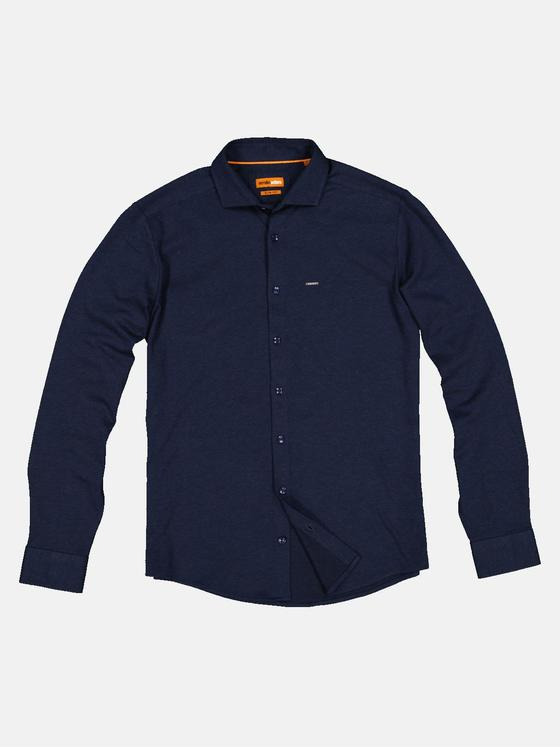 emilio adani Herren Langarm-Hemd in Jersey-Qualität Blau 32884