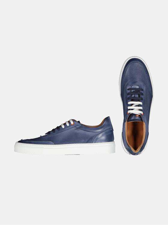emilio adani Herren Leder-Sneaker Blau 32661