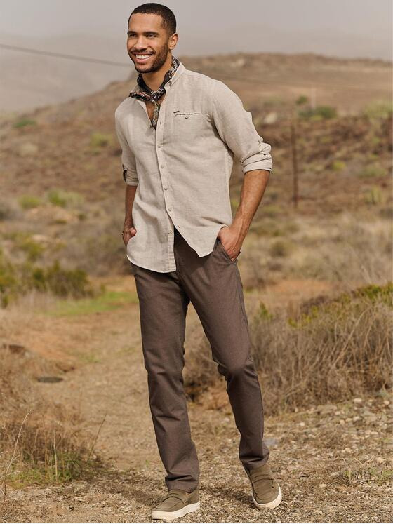 emilio adani Herren Langarm-Hemd uni Beige 36575