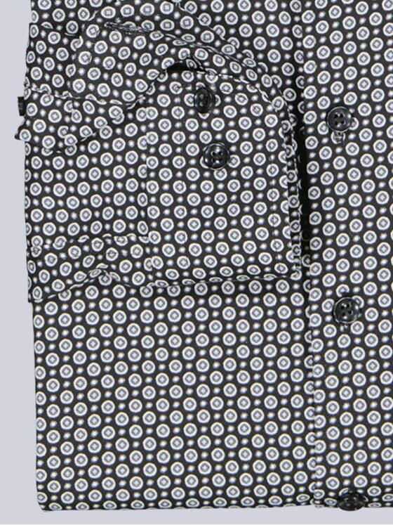 emilio adani Herren Langarm-Hemd gemustert Schwarz 39597