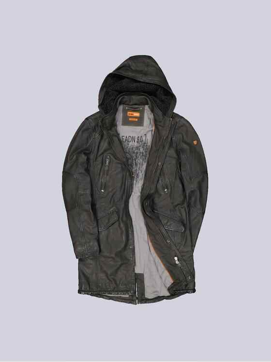 emilio adani Herren Leder-Parka mit abnehmbarer Kapuze Grün 33530