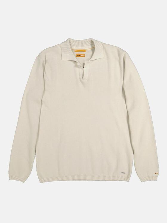 emilio adani Herren Pullover mit Polo-Kragen Weiß 36701