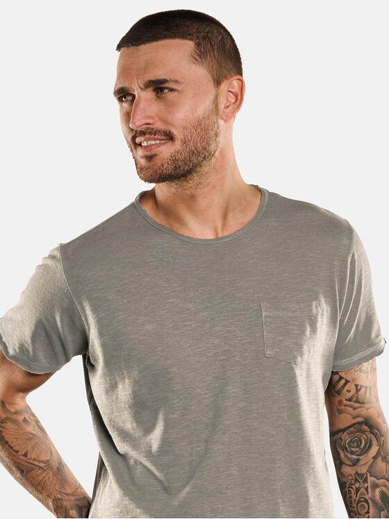 emilio adani Herren Basic-Shirt aus Leinenmix Grün 33014