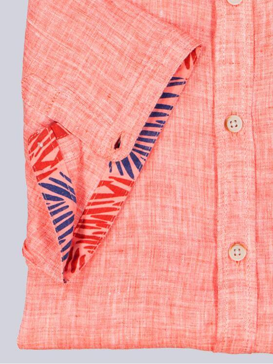 engbers Herren Kurzarm-Hemd aus Leinen Hellrot 38358