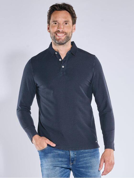 engbers Herren Langarm-Shirt mit Polokragen Saphirblau 39223