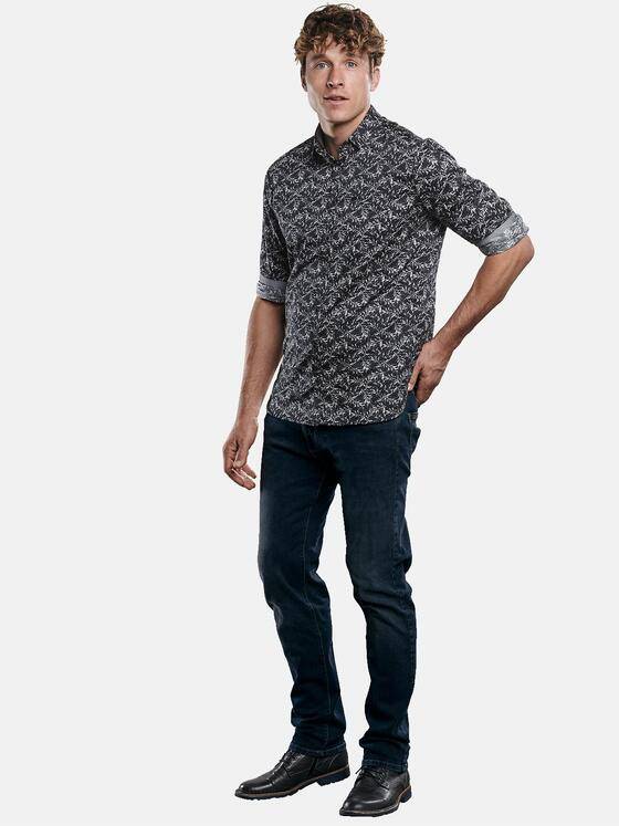 engbers Herren Langarmhemd mit floralem Muster Schwarz 30877