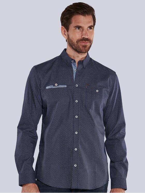 engbers Herren Langarm-Hemd gemustert Blau 36165