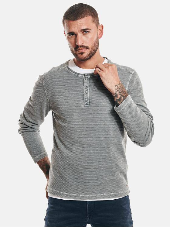 emilio adani Herren Henley-Shirt strukturiert Grau 32451