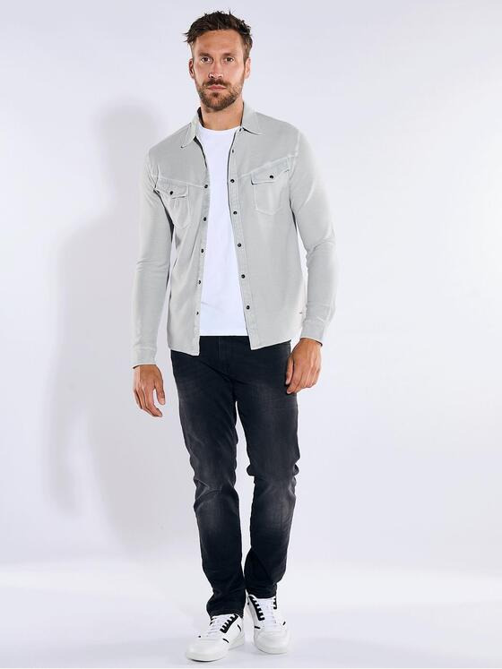 emilio adani Herren Langarm-Shirt mit Polo-Kragen Grau 36802