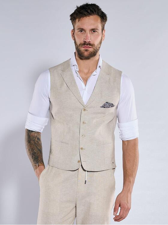 emilio adani Herren Sakko-Weste slim fit Beige 36963