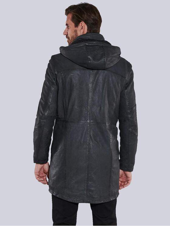 engbers Herren Lederjacke mit abnehmbarer Kapuze Grau 35442