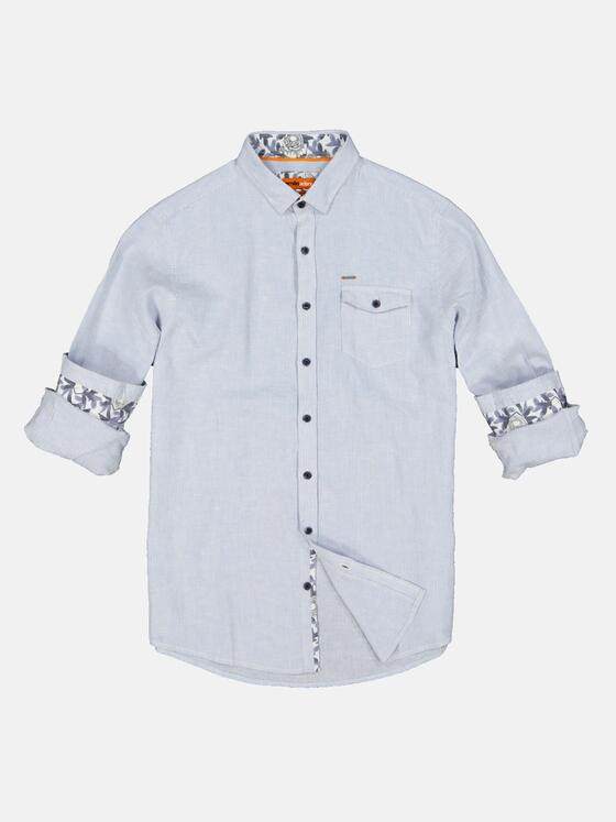 emilio adani Herren Langarm-Hemd mit Leinenanteil Blau 34247