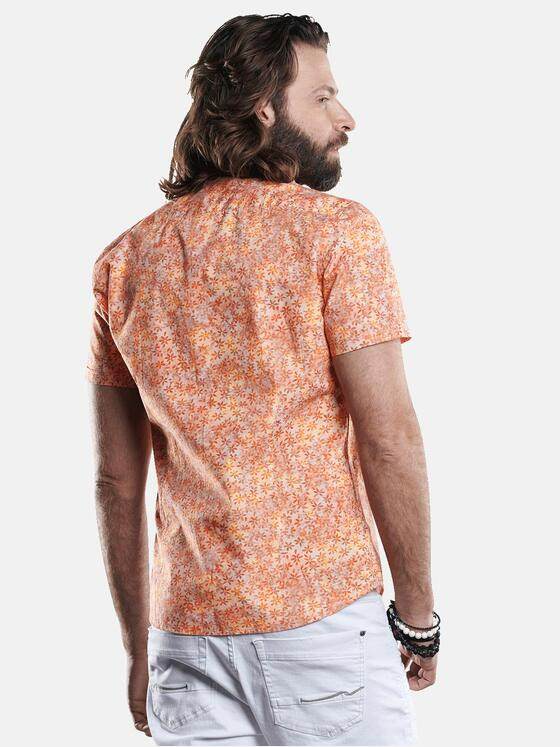 emilio adani Herren Modisches Halbarm-Hemd mit floral Musterung Orange 29627