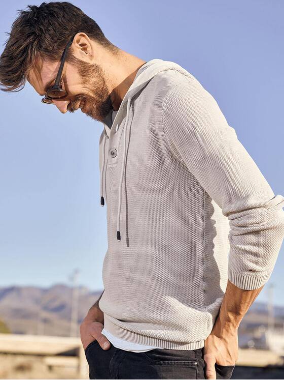 emilio adani Herren softer Strick-Hoodie Hellgrau 29280