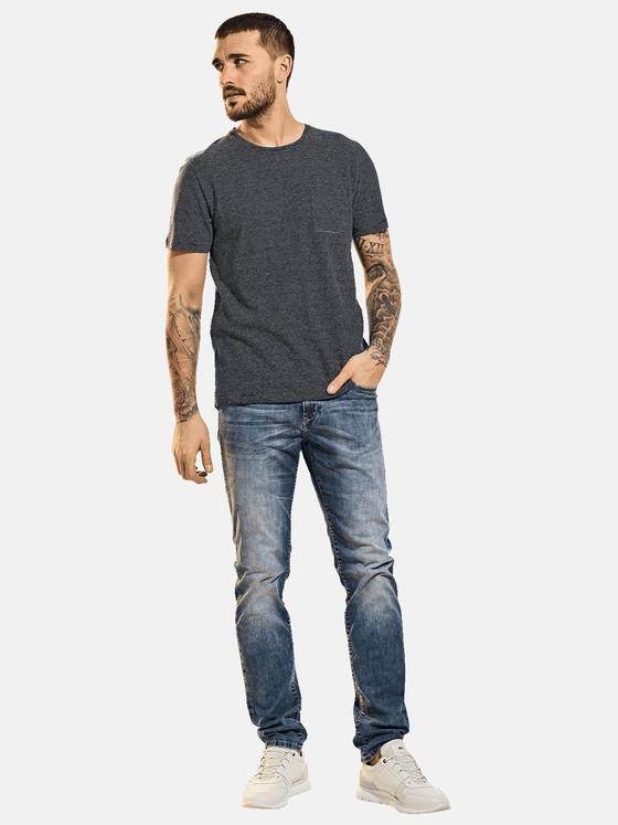 emilio adani Herren T-Shirt gemustert Blau 31631
