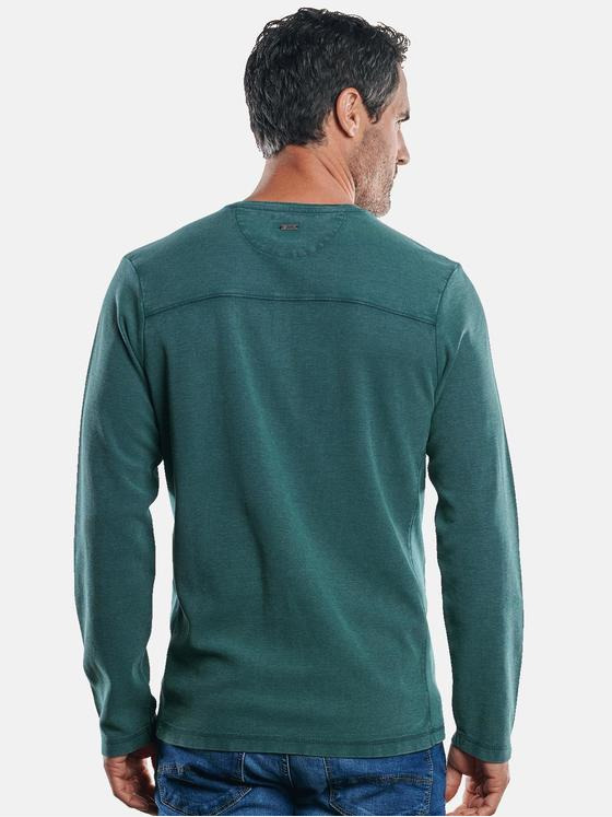 engbers Herren Henley Shirt mit schöner Waffelstruktur Dunkelgruen 30041