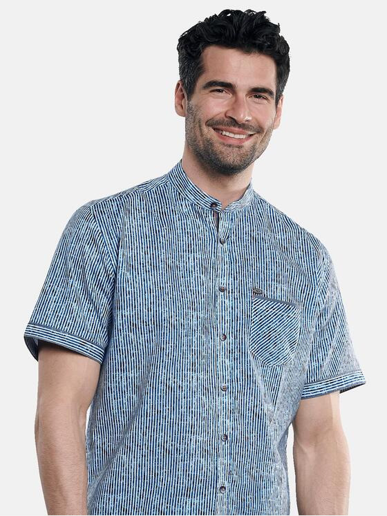 engbers Herren Kurzarmhemd aus Leinen Indigoblau 31302