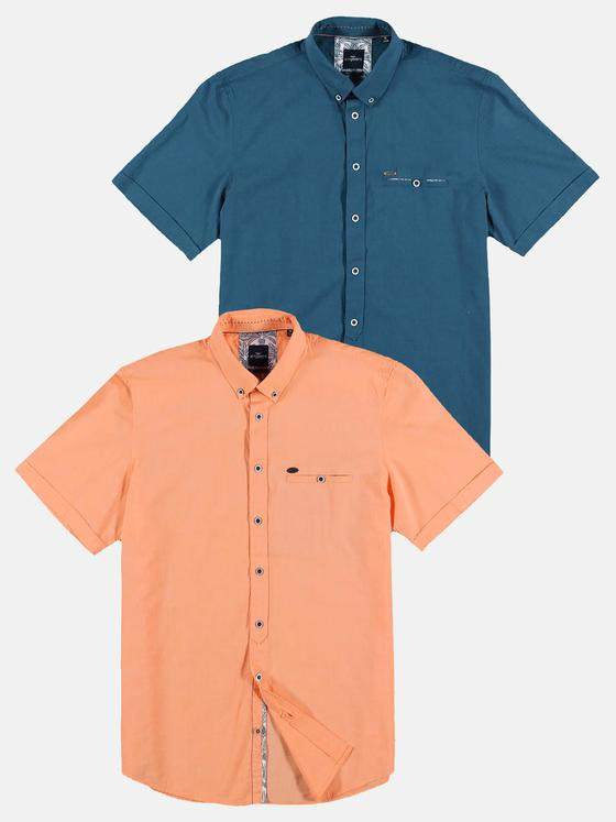 engbers Herren Sommerliches Kurzarmhemd mit floralen Kontrastdetails Mandarinorange 29781
