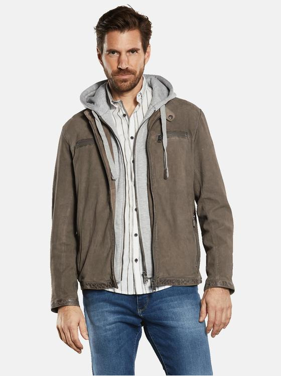 engbers Herren Lederjacke mit abnehmbarer Kapuze Beige 34212