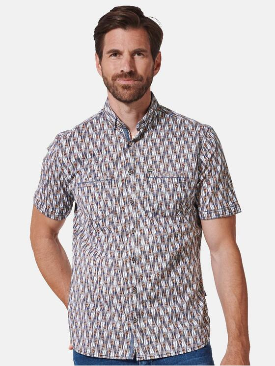 engbers Herren Kurzarm-Hemd gemustert Orange 35332