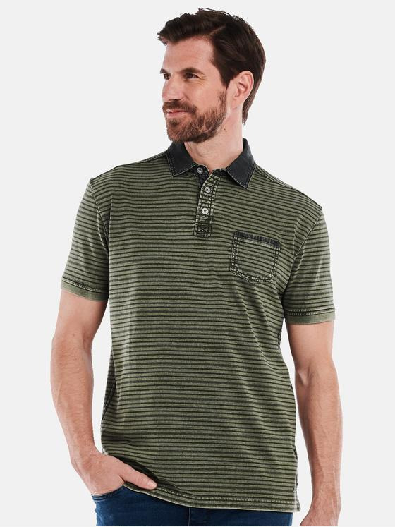 engbers Herren Polo-Shirt gestreift Grün 35052