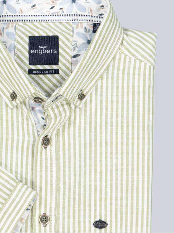 engbers Herren Kurzarm-Hemd gestreift Khaki 38891