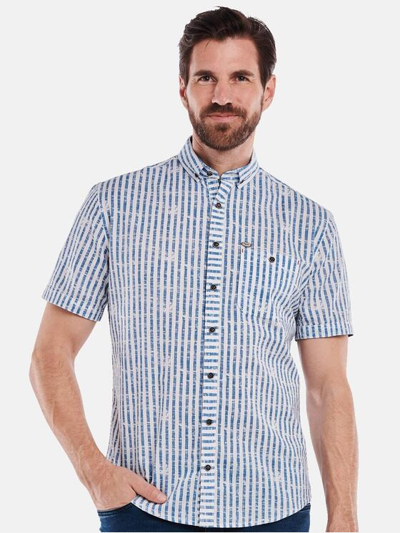 engbers Herren Kurzarm-Hemd gemustert Blau 35140