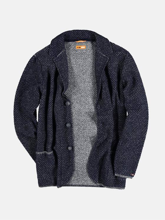 emilio adani Herren Softes struktur-Stricksakko Blau 28922