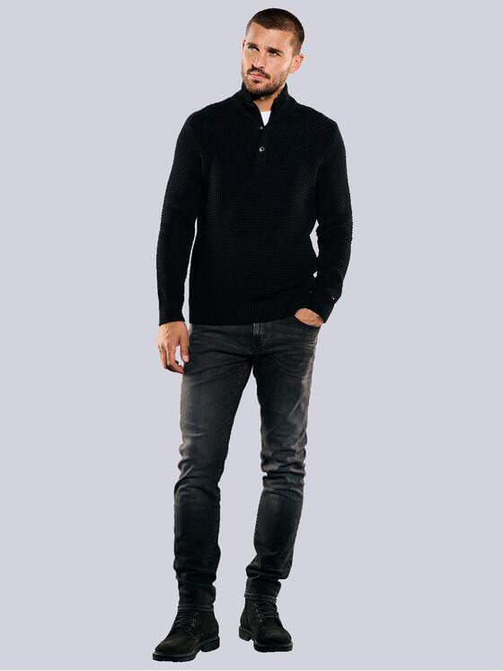 emilio adani Herren Pullover Polokragen Schwarz 35583