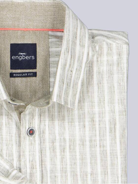 engbers Herren Kurzarm-Hemd mit Leinenanteil Oliv 39771