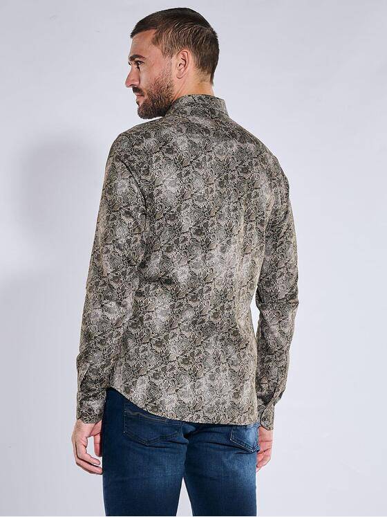 emilio adani Herren Jerseyhemd mit Paisley-Muster Braun 40938