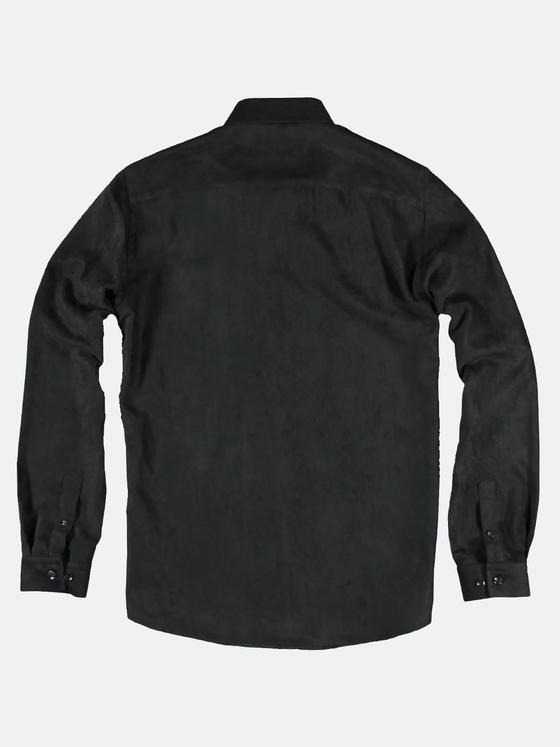 emilio adani Herren Hemd aus angesagter Suede Ware Schwarz 28962