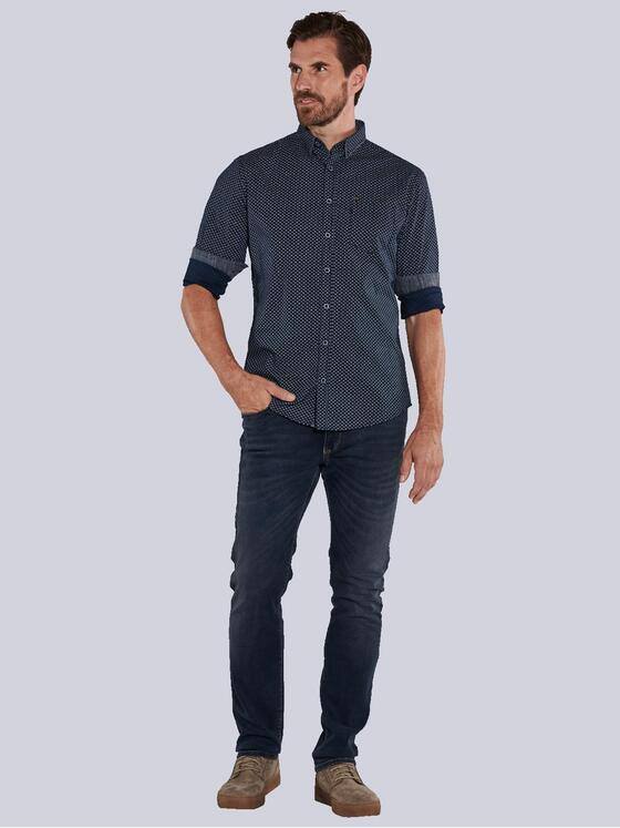 engbers Herren Langarm-Hemd gemustert Blau 36060